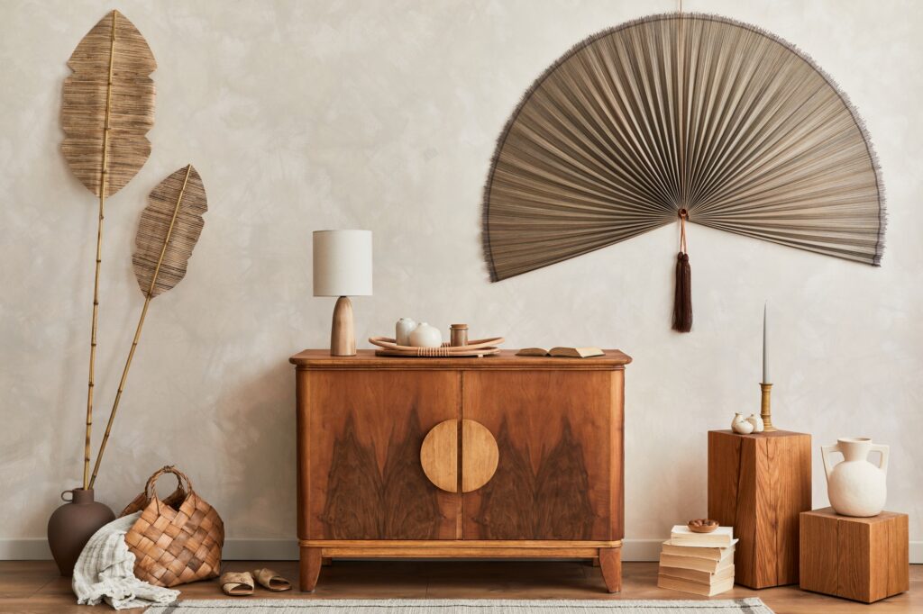 Japandi concept of living room interior