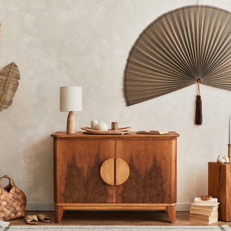 Japandi concept of living room interior