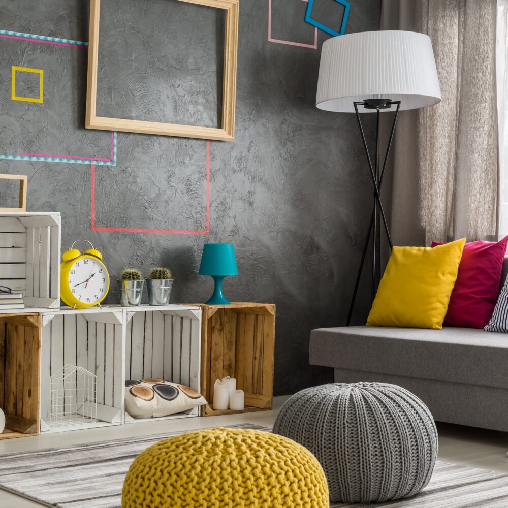 Living room with diy regale