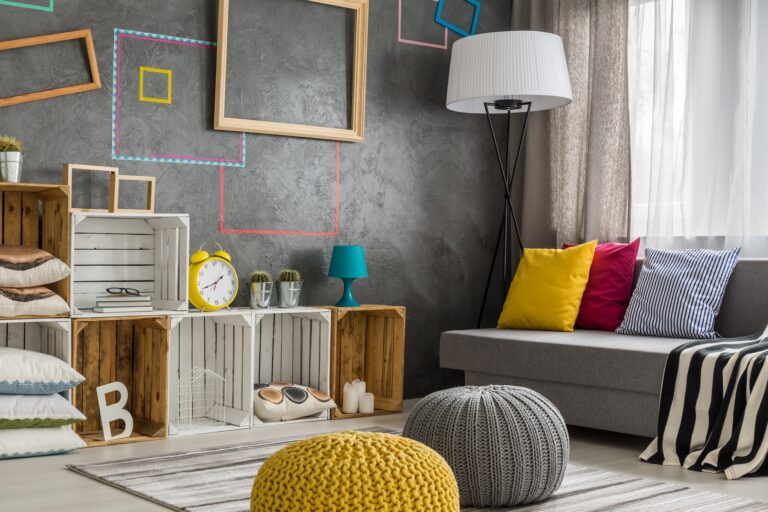 Living room with diy regale