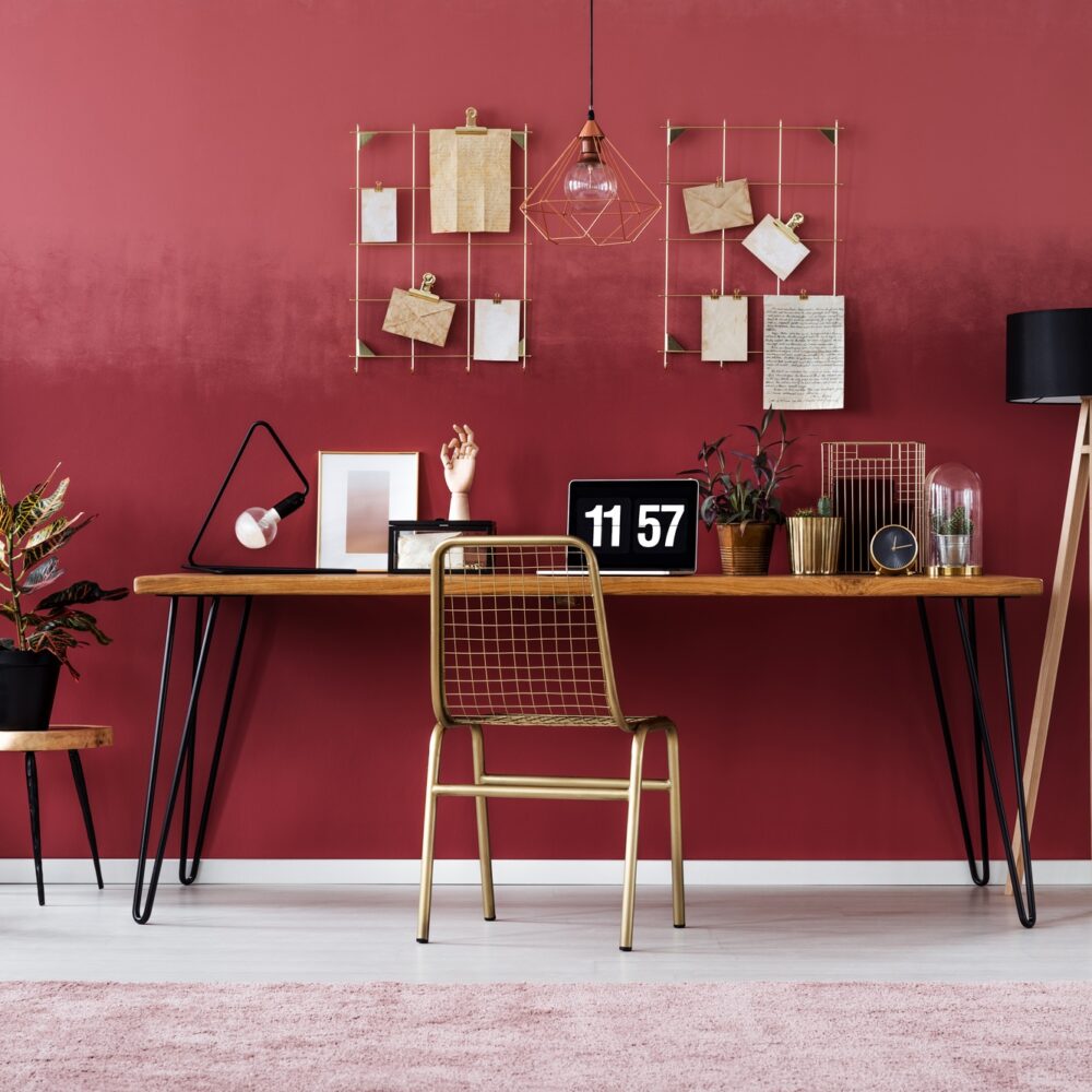 Simple red room interior