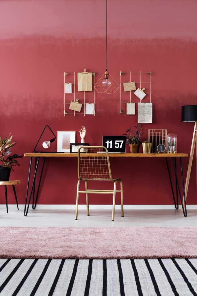Simple red room interior