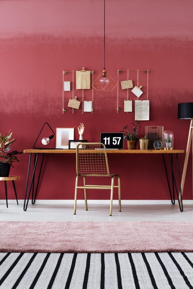 Simple red room interior