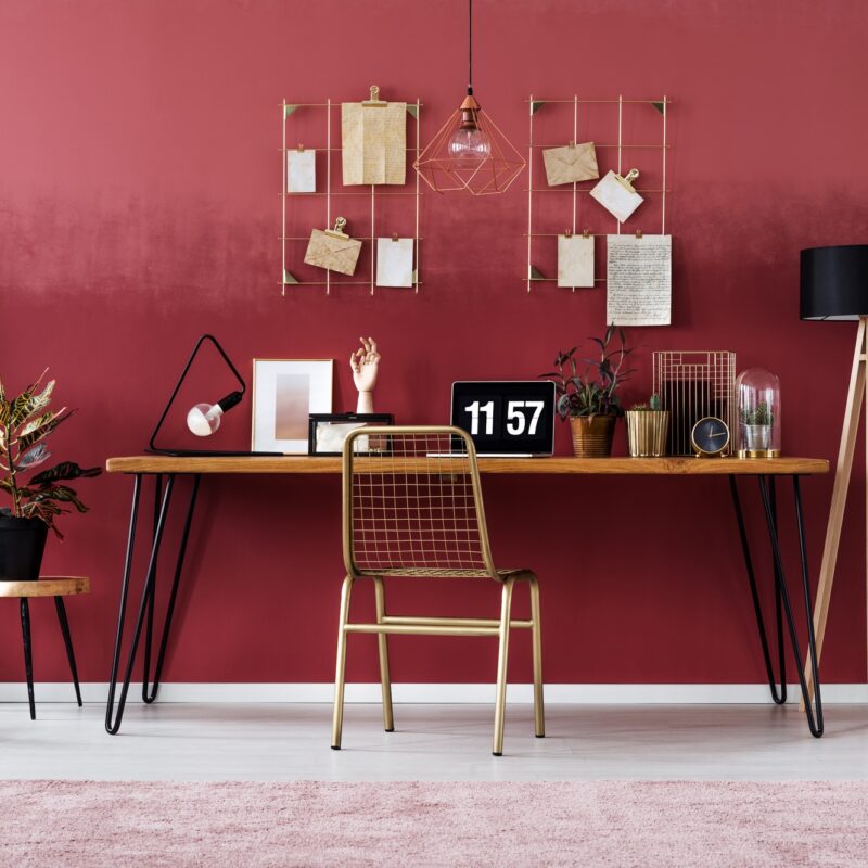 Simple red room interior